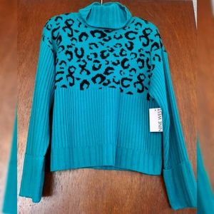 Nine West Turquoise Leopard  Sweater